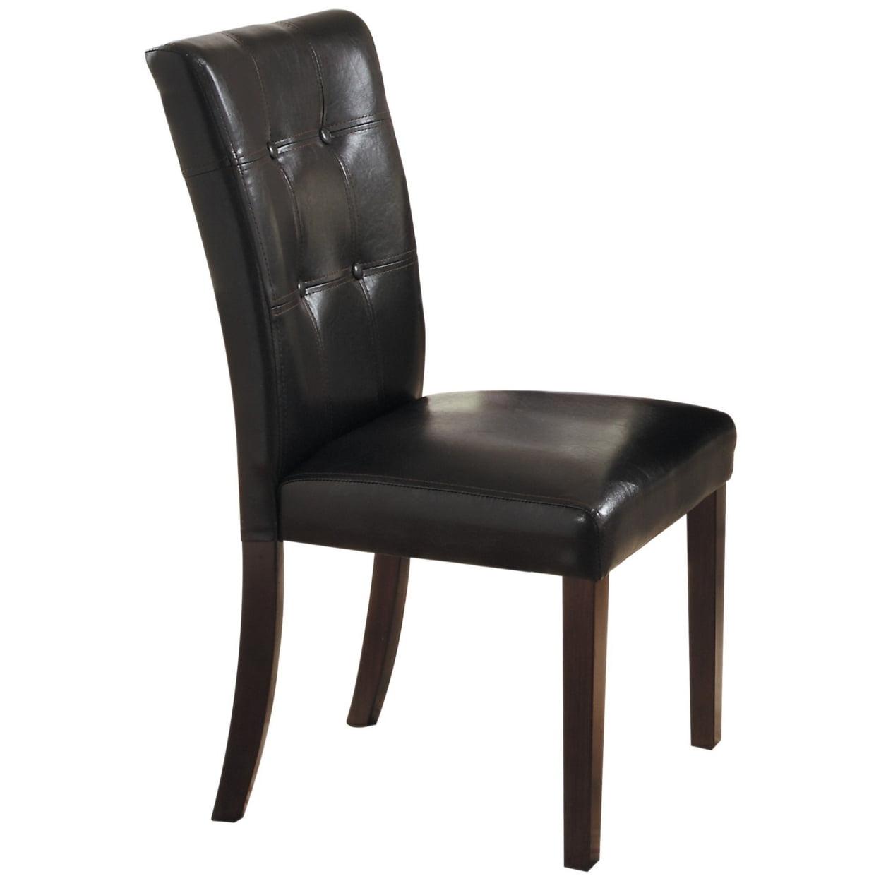 Espresso Brown Faux Leather Upholstered Side Chair with Wood Frame