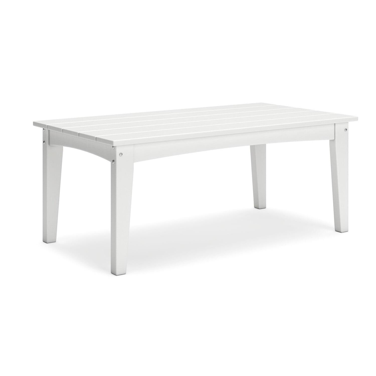 Benjara BM315962 44 in. Fini Outdoor Coffee Table with Slatted Top & Modern Style, White