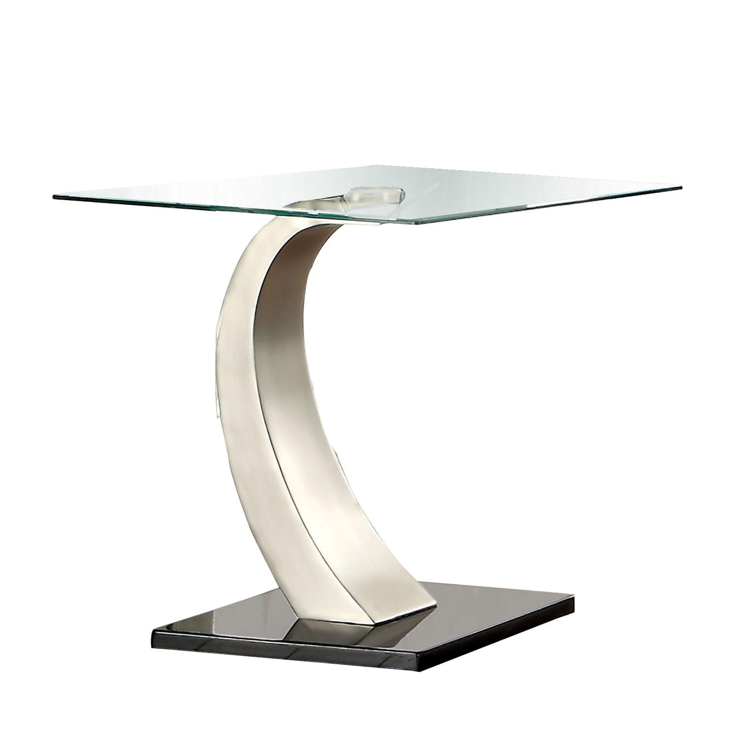 Luxurious Contemporary 24" Black and Gray Metal-Glass End Table