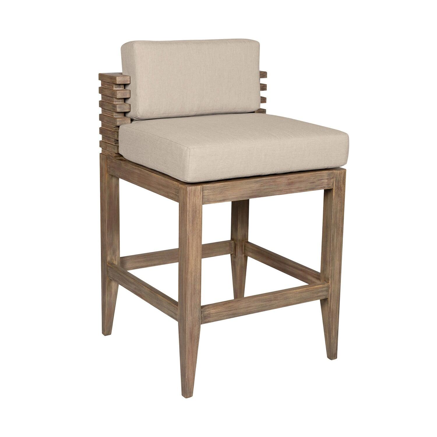 Taupe Cushion Light Brown Eucalyptus Wood Outdoor Bar Stool