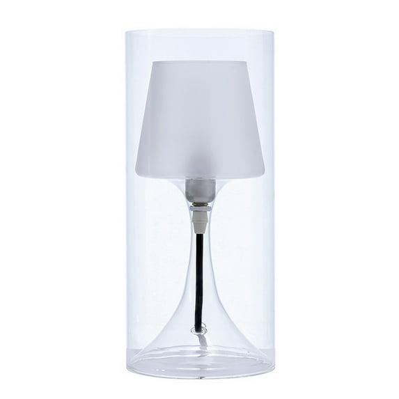 Hurricane Table Lamp with Frosted Glass Shade, Clear- Saltoro Sherpi