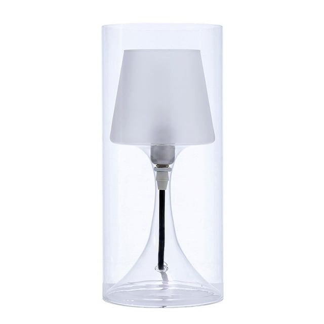 Hurricane Table Lamp with Frosted Glass Shade, Clear- Saltoro Sherpi