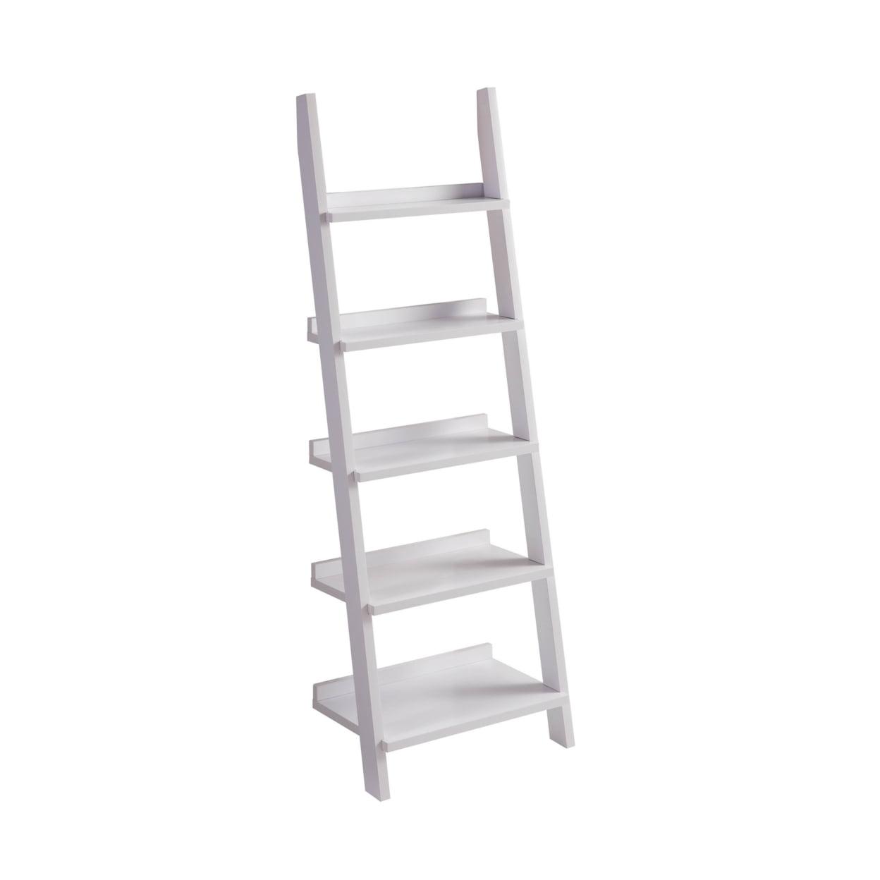Benjara Iker 72 Inch Modern Bookcase with 7 Shelves, Ladder Style, Crisp White