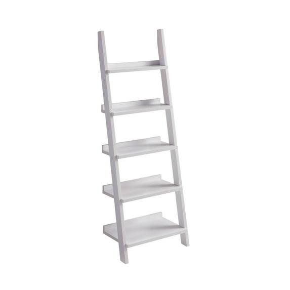 Benjara Iker 72 Inch Modern Bookcase with 7 Shelves, Ladder Style, Crisp White