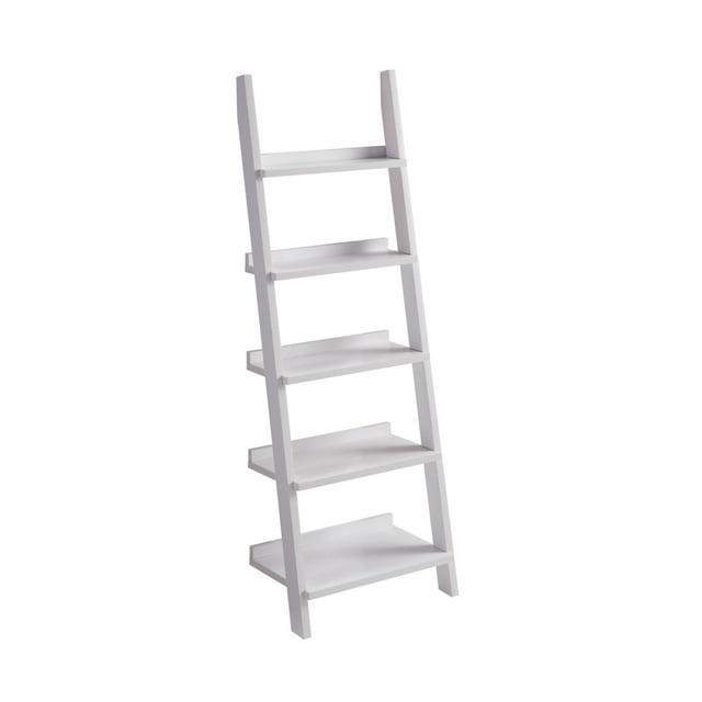 Benjara Iker 72 Inch Modern Bookcase with 7 Shelves, Ladder Style, Crisp White