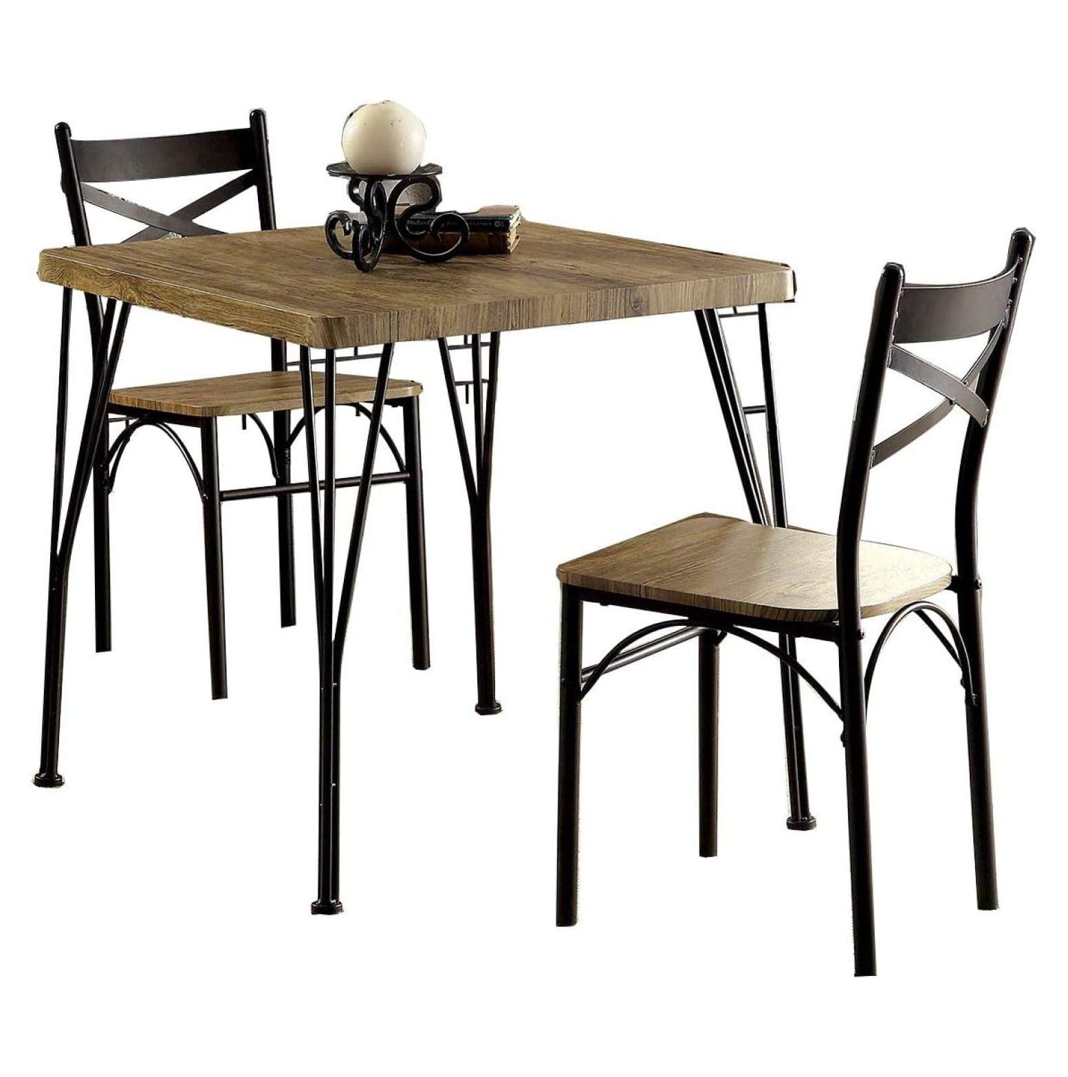 Industrial Brown and Black Wood Metal Dining Set