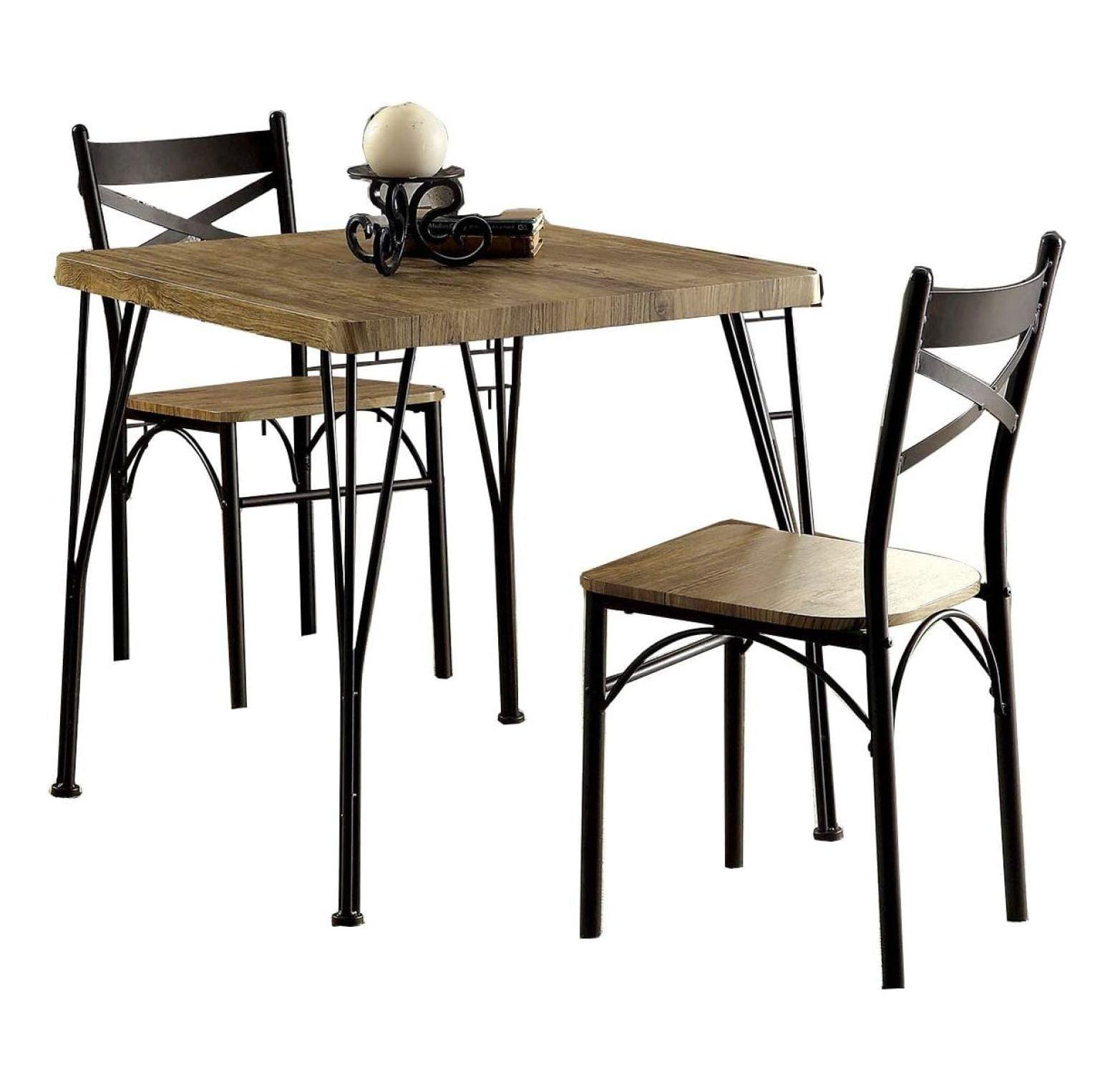 Industrial Brown and Black Wood Metal Dining Set