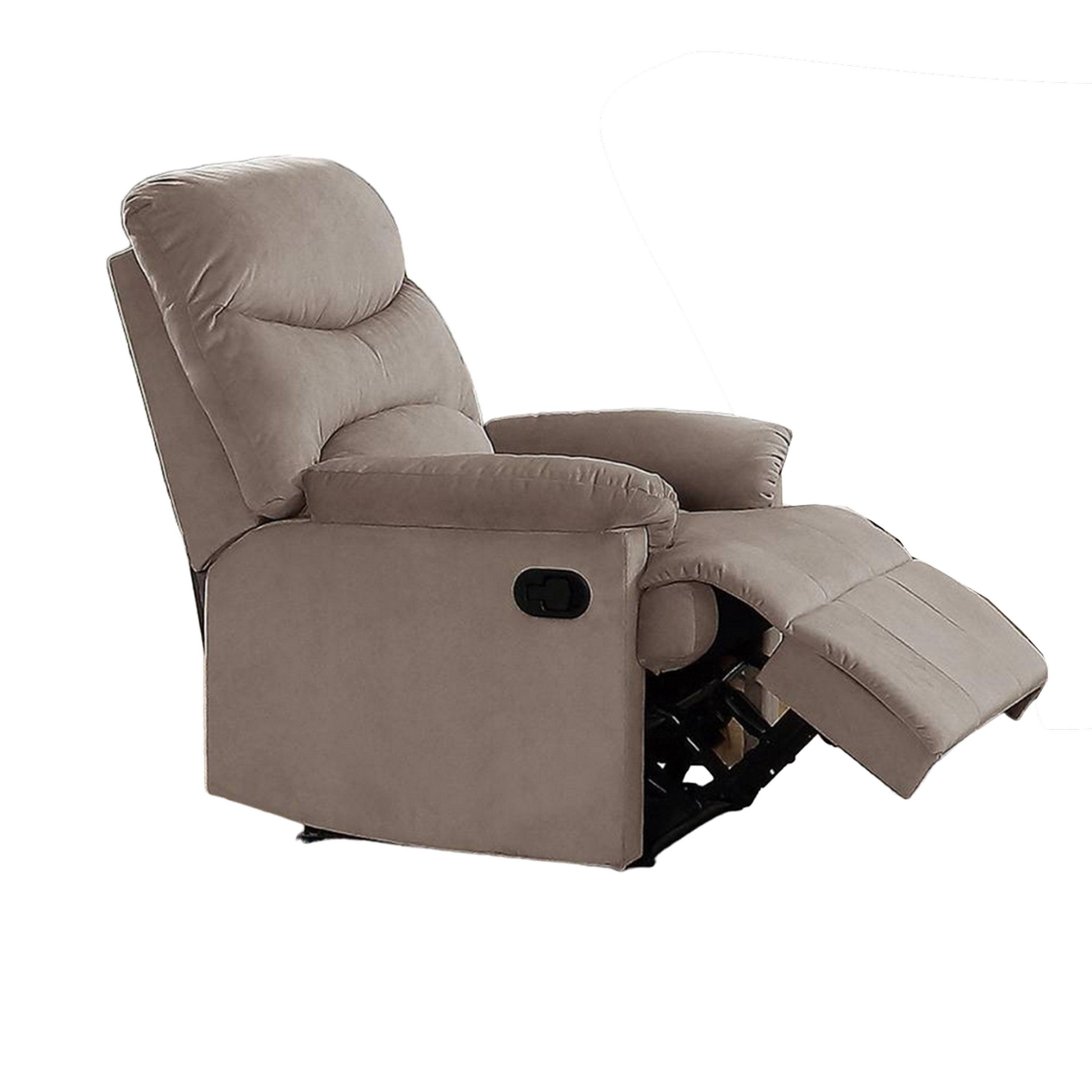 Benjara Karry Manual Recliner Chair, Cushioned Velvet, Solid Wood