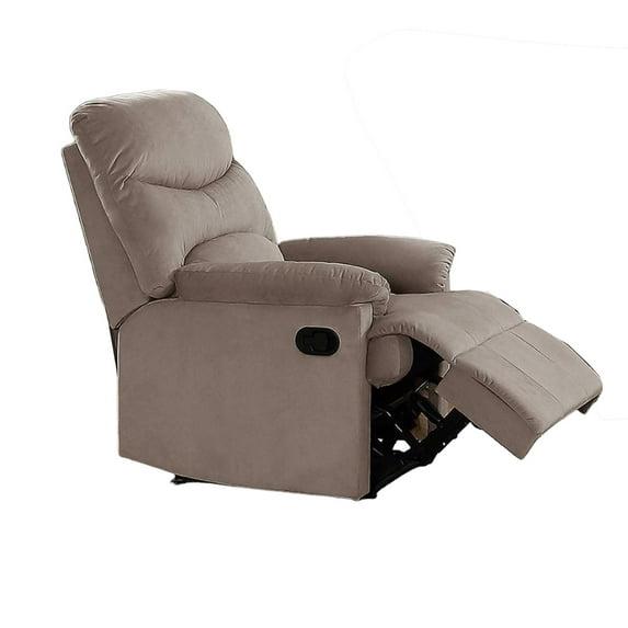 Benjara Karry Manual Recliner Chair, Cushioned Velvet, Solid Wood