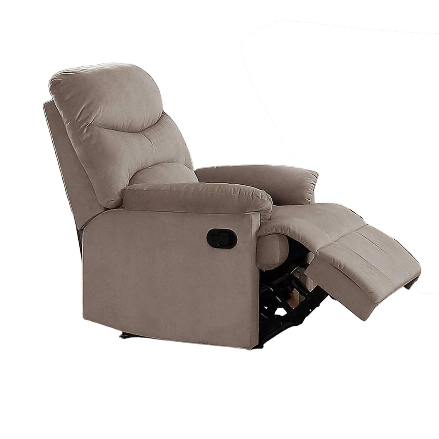 Benjara Karry Manual Recliner Chair, Cushioned Velvet, Solid Wood
