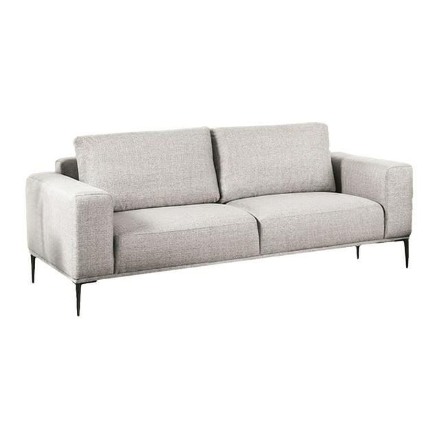Benjara Kevin 2Pc Sofa And Loveseat, Gray Chenille, Modern Track Arms, Solid Wood