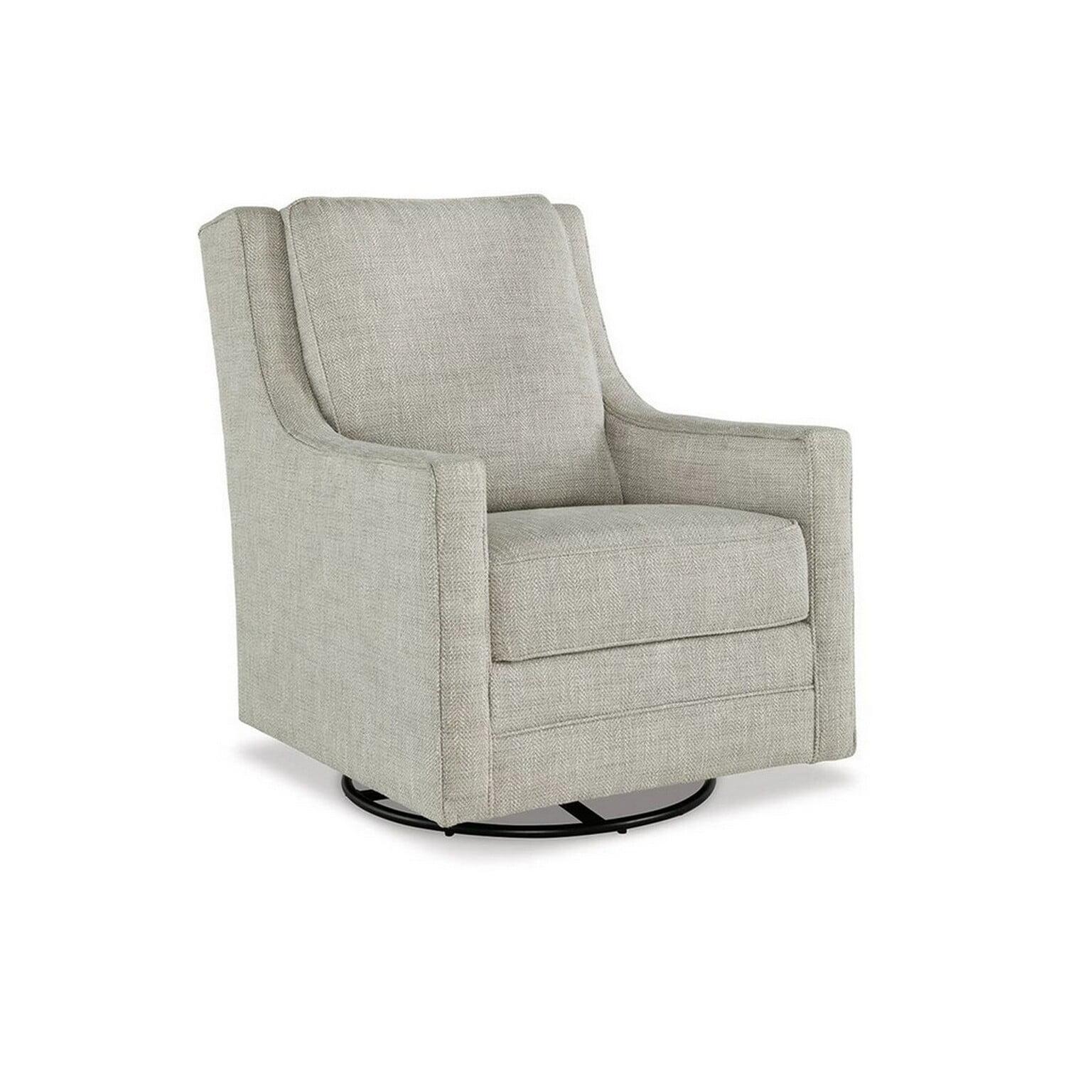 Fog Geometric 30'' Swivel Accent Chair in Gray Microfiber