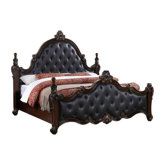 Benjara Moni Bed, Tufted Classical Upholstery