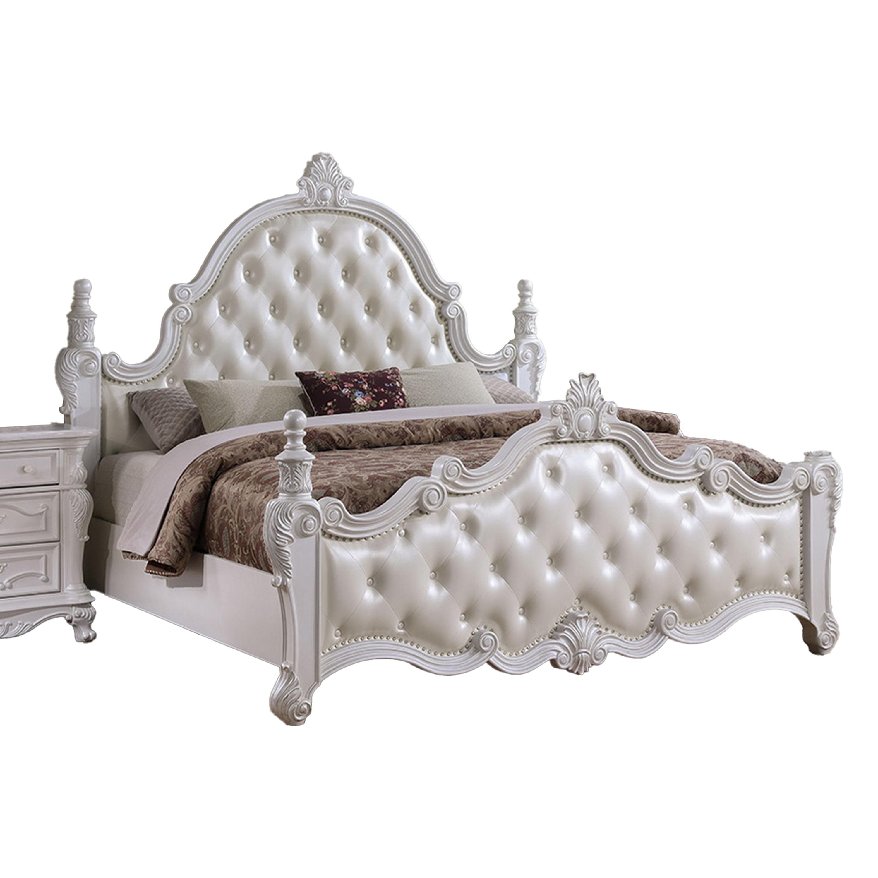 Benjara Moni Bed, Tufted Classical Upholstery