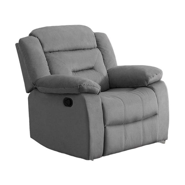 Benjara Niko Manual Recliner Chair, Plush Tufted Velvet, Solid Wood