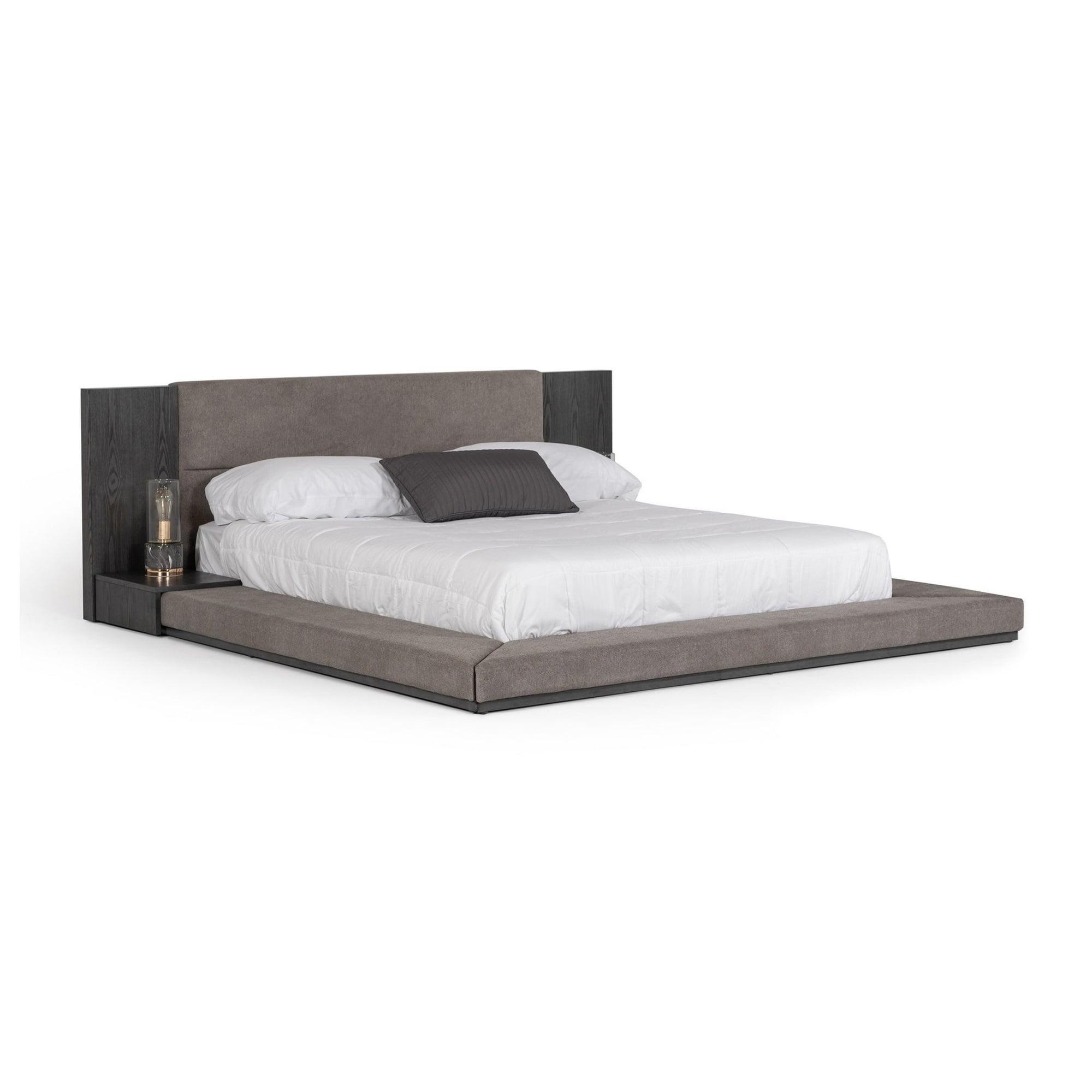 Benjara Noe Ruby California King Bed, Shelves, Low Profile