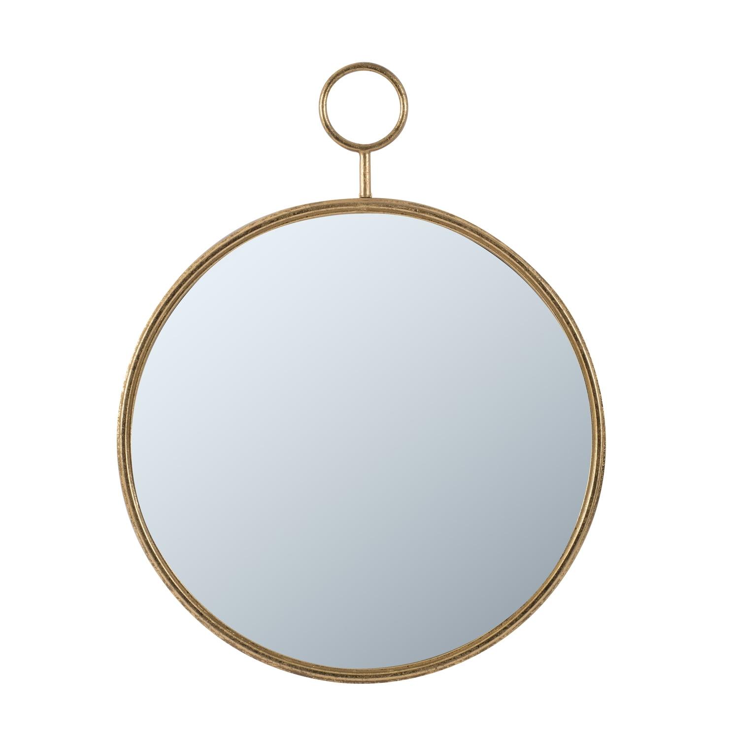 Benjara Oval Shape Metal Frame Wall Mirror, Small, Gold