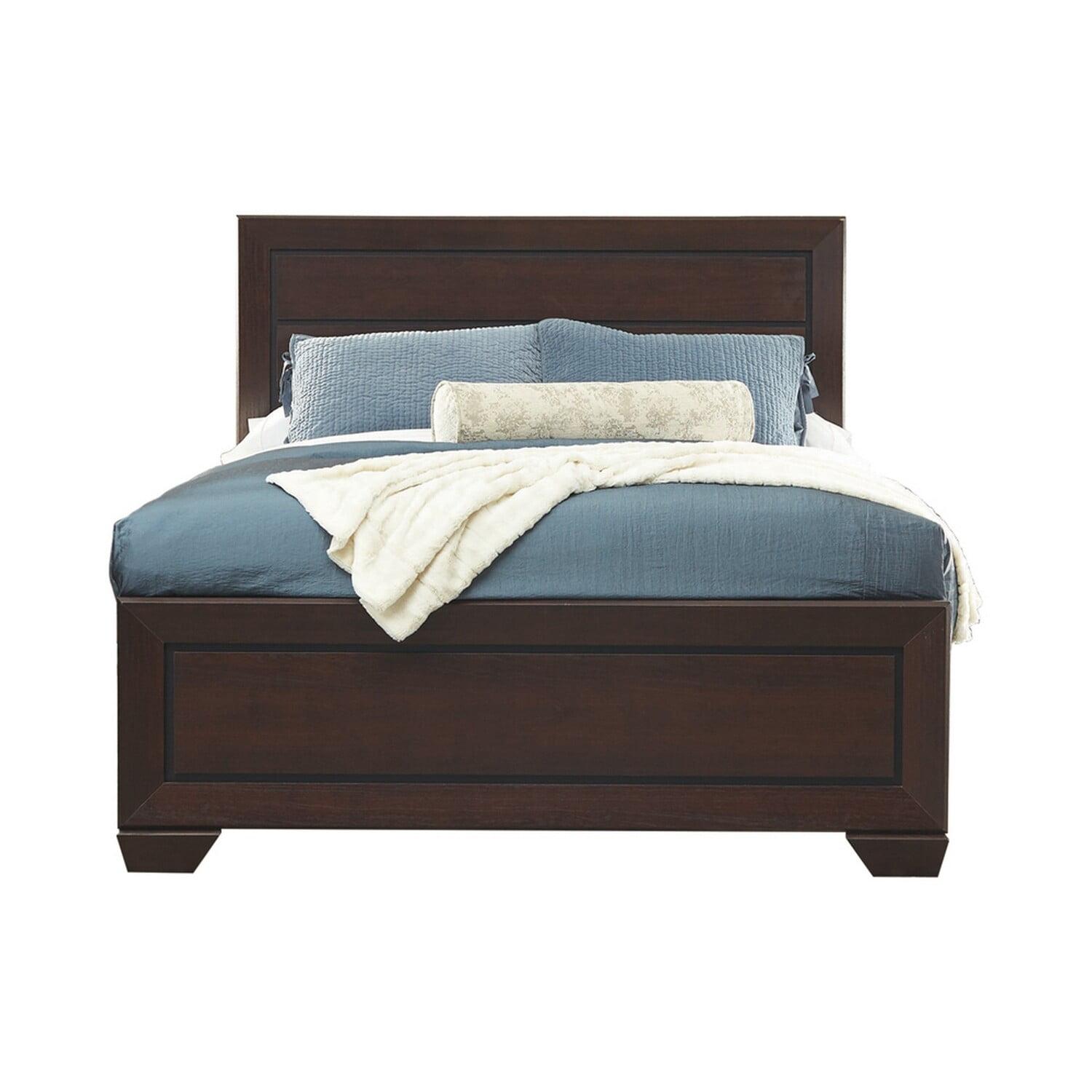 Benjara Queen Wood Panel Bedswith Headboard and Footboard, Brown
