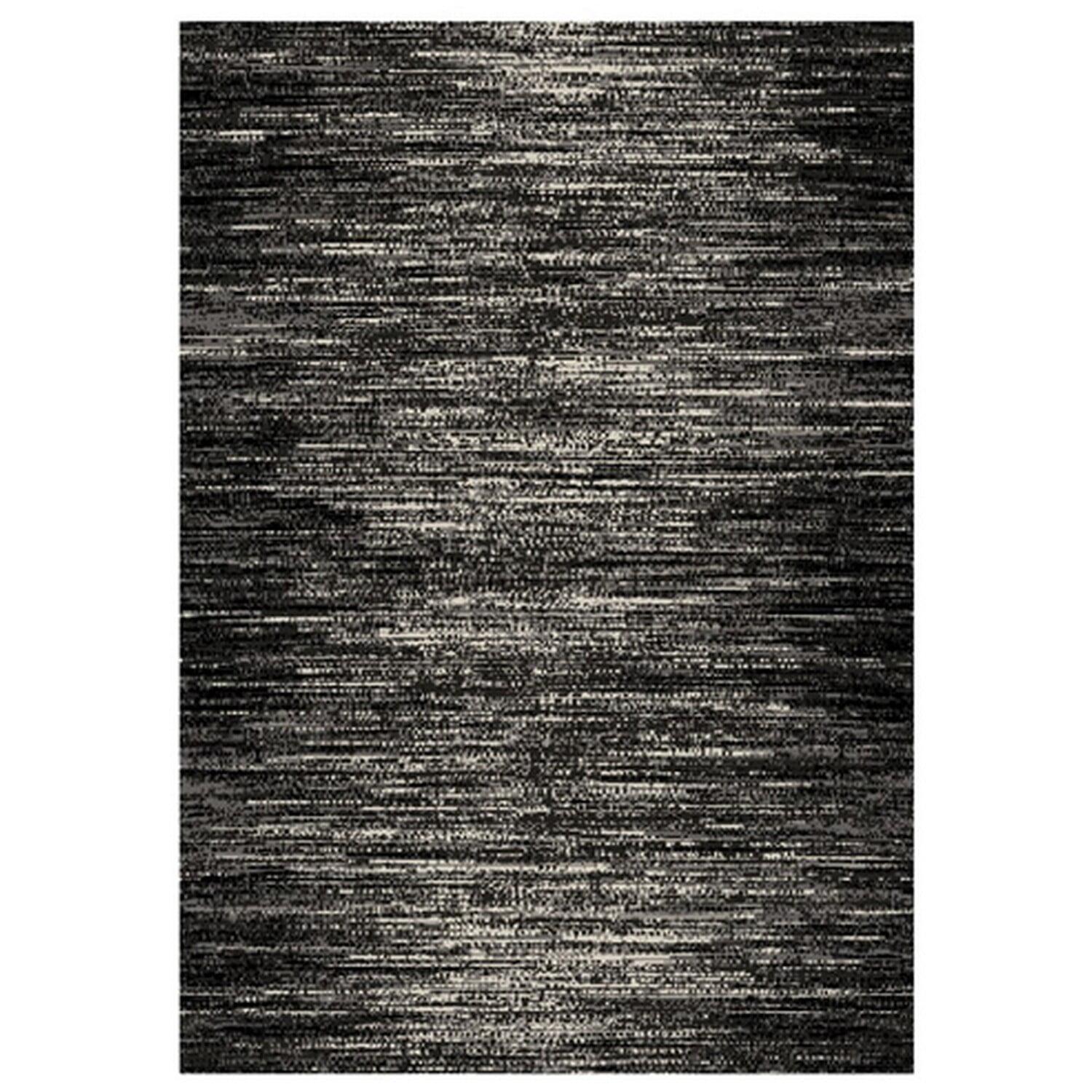 Rebecca 5' x 7' Black and White Striped Synthetic Area Rug