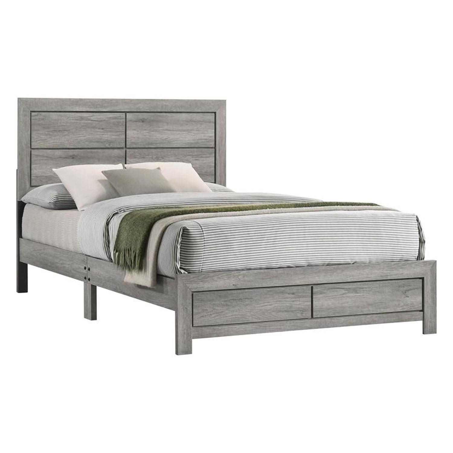 Benjara Robin King Size Bed, Platform Base, Driftwood, 8 Support Legs