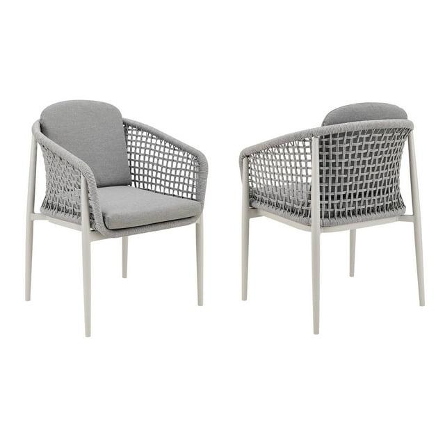 Rhodes Outdoor Patio Dining Chair in Aluminum Set of 2