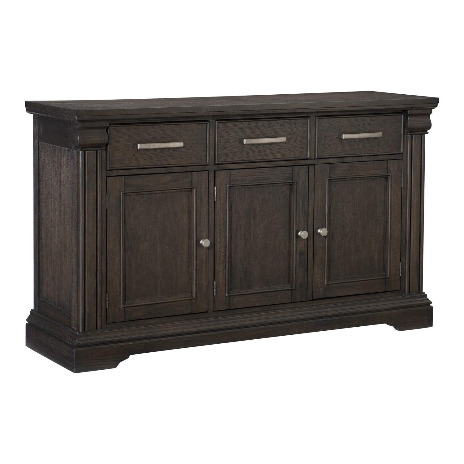 Benjara Ruth 60 Inch Sideboard Server Buffet, 3 Drawer 3 Cabinet, Rustic Brown Wood