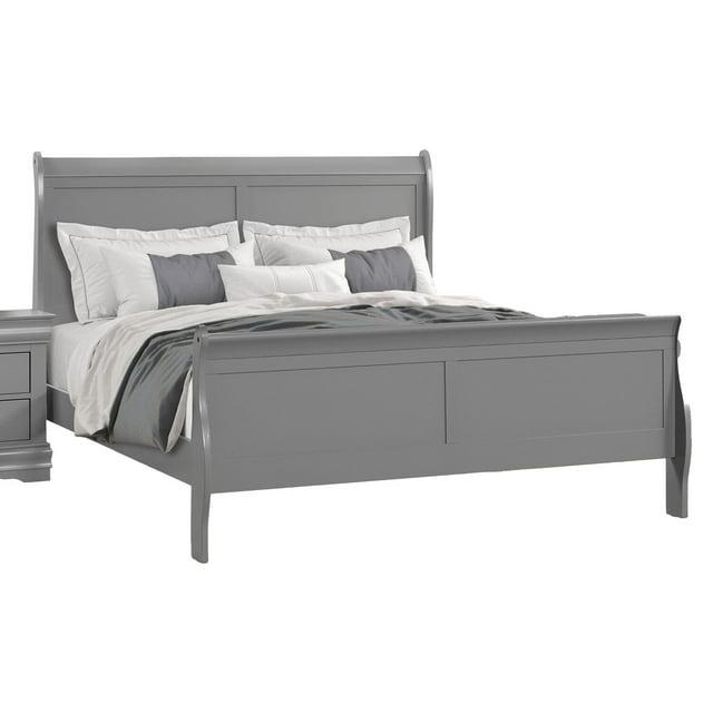 Ryla Bed, Sleigh Panel Headboard, Classic Solid Wood