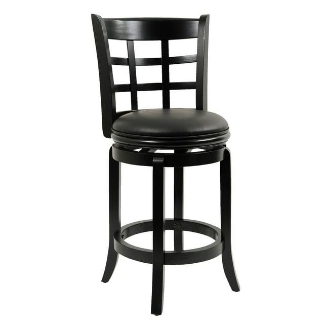 Benjara Swivel Solid Wood Counter Stool