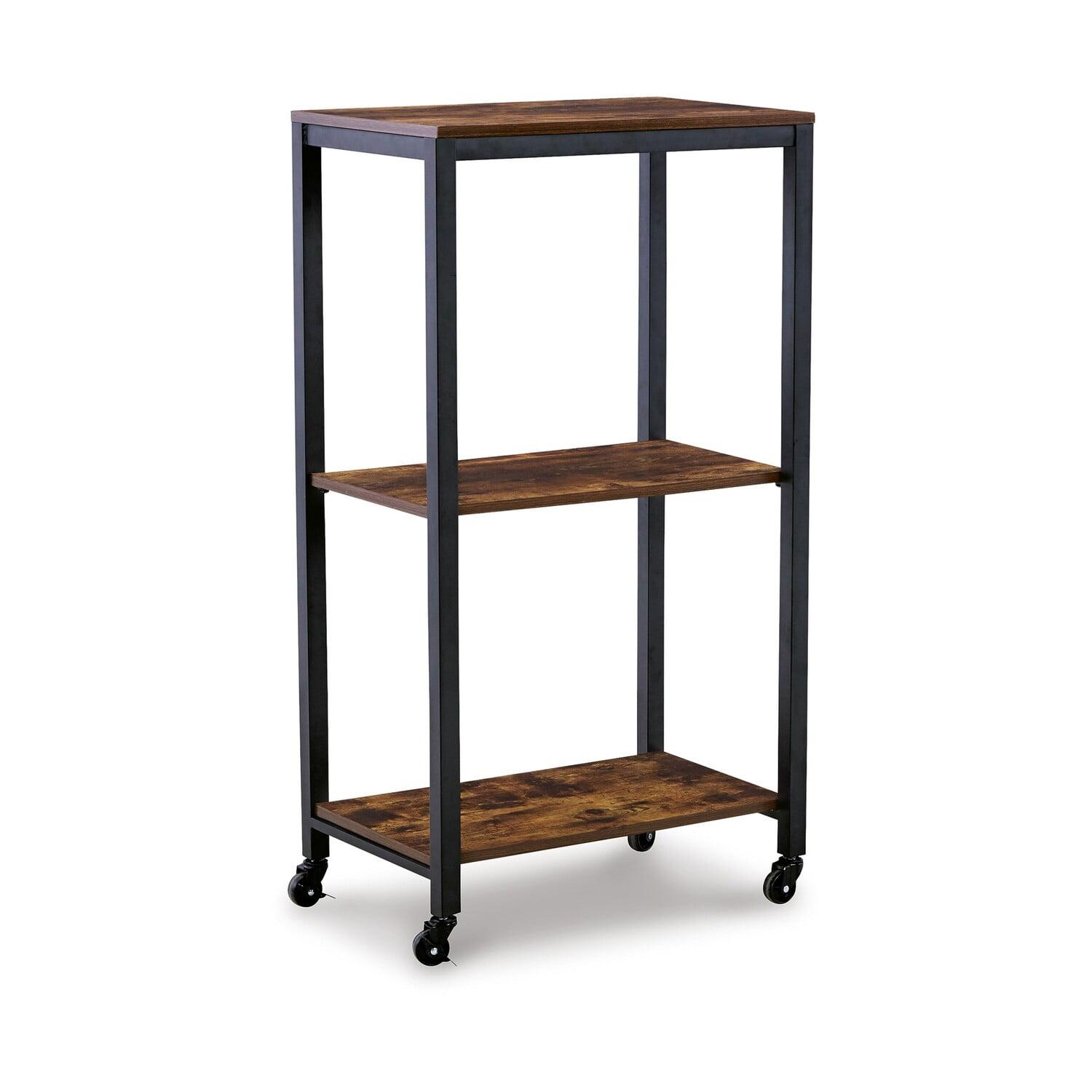 Benjara Serving Bar Cart, 2 Storage Shelves, 24 Inch Black Metal