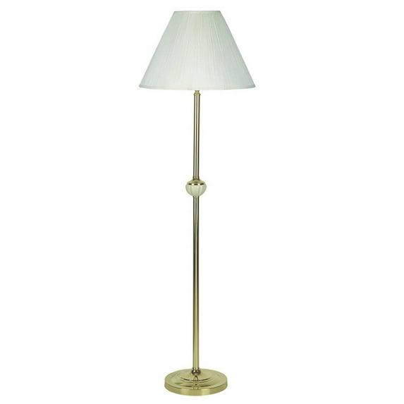 Benjara Stalk Design Metal Floor Lamp with Fabric Pleated Shade, Cream