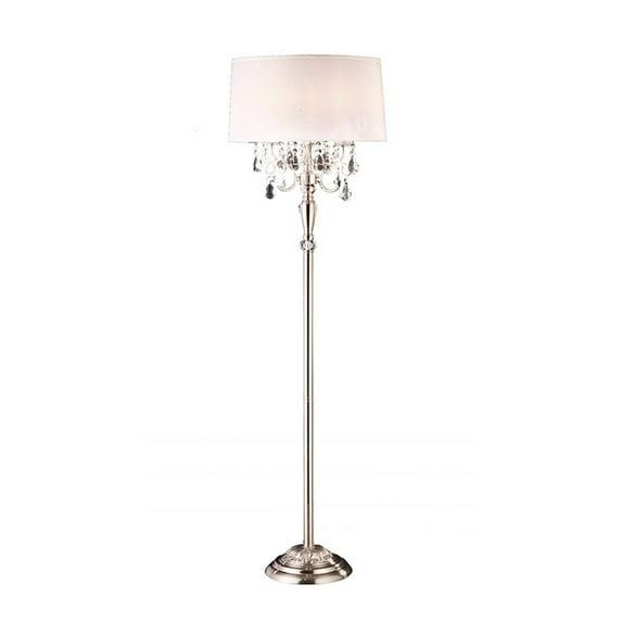 Glamorous Silver & Faux Crystal Candleabra Metal Floor Lamp