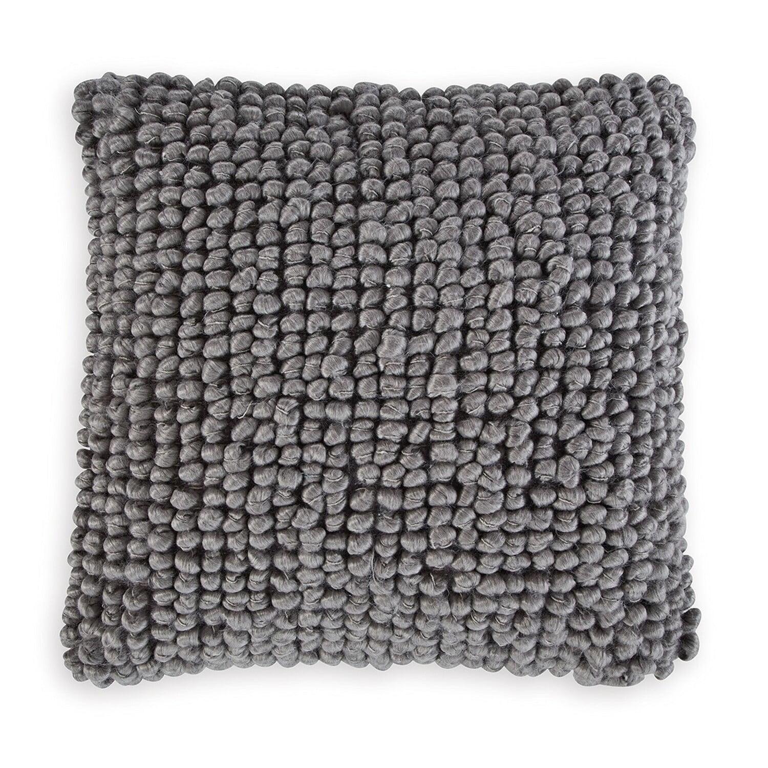 Benjara Throw Pillow Set Of 4, 19 Inch, Looped Design, Textured Gray Polyester (Set of 4)