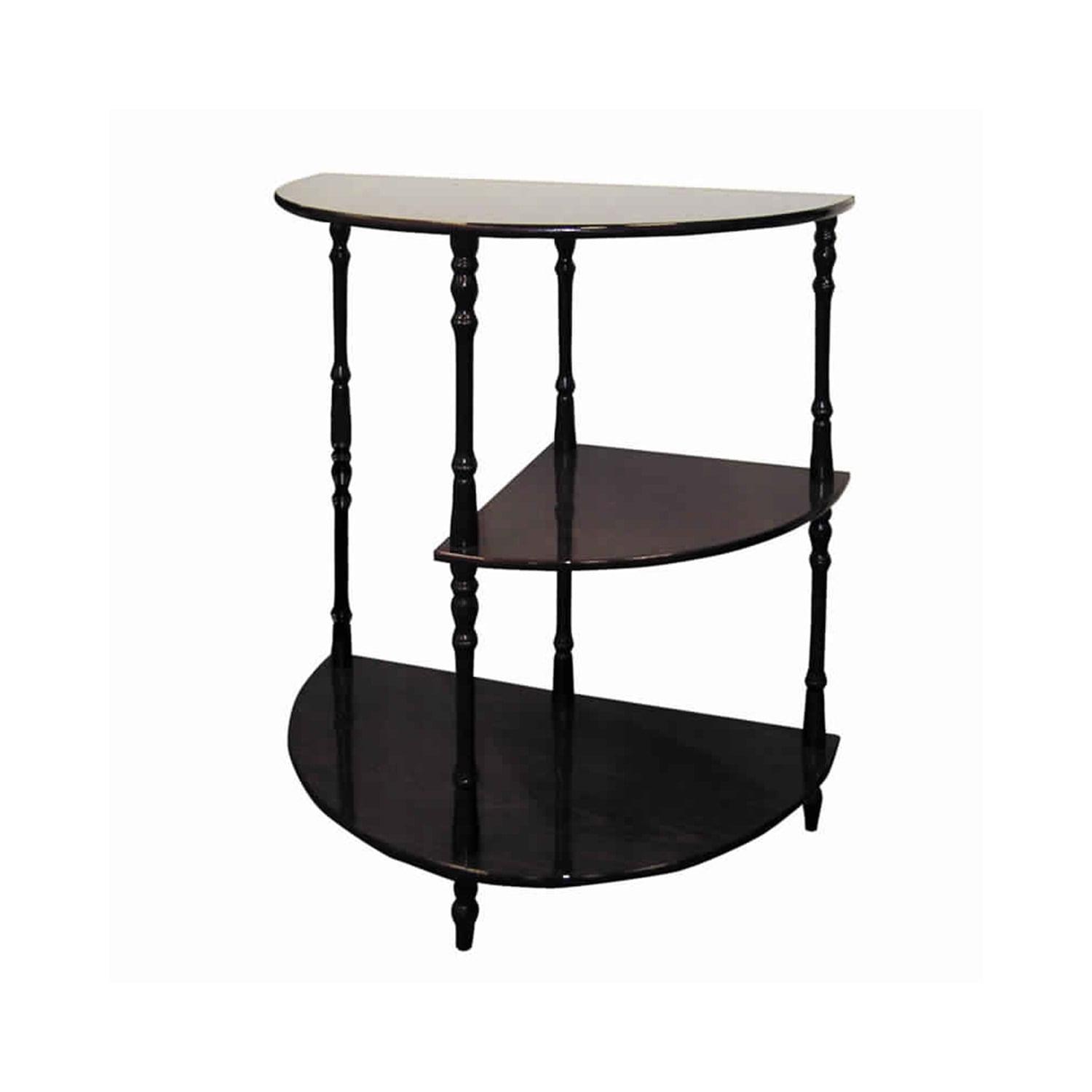 Modern Dark Brown Wooden 3-Tier Half Moon Table