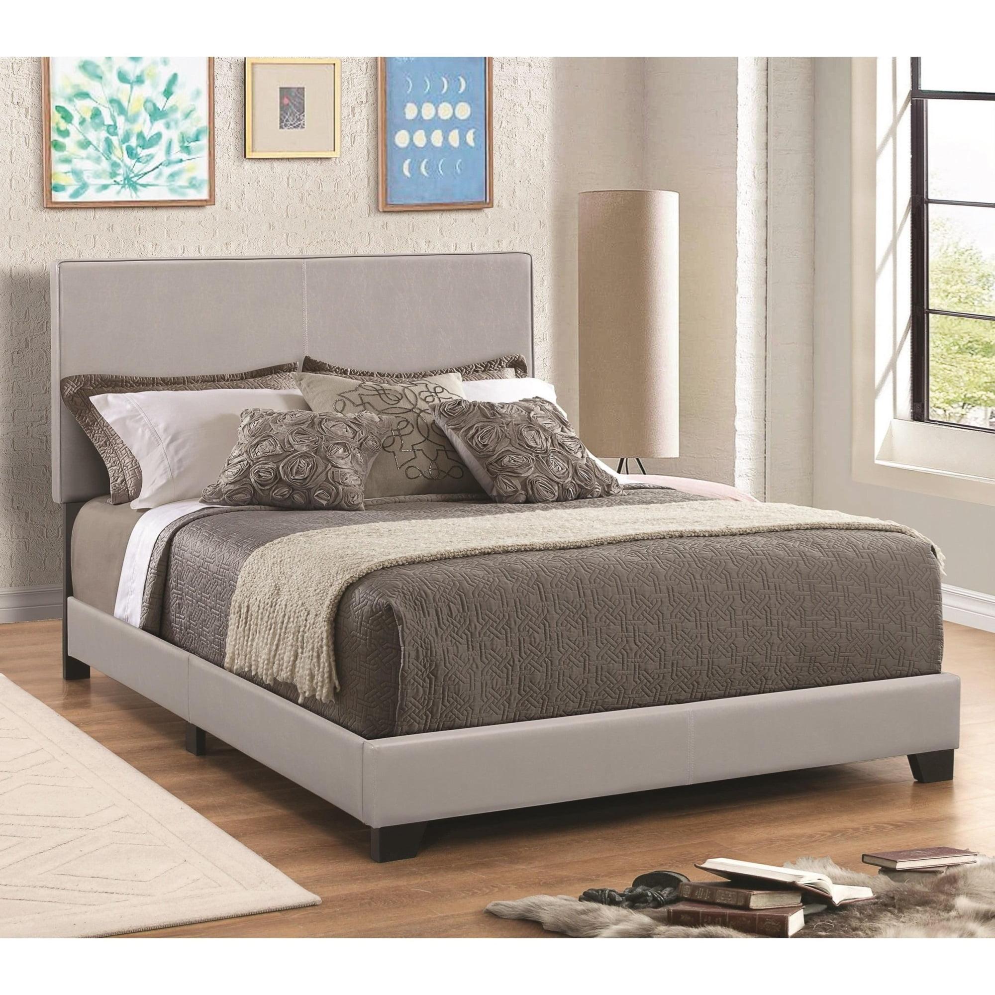 Benjara Transitional California King Platform Bed with Lofty Headboard, Gray
