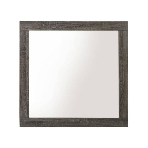 BenJara Transitional Style Grained Wood Encased Square Mirror, Gray