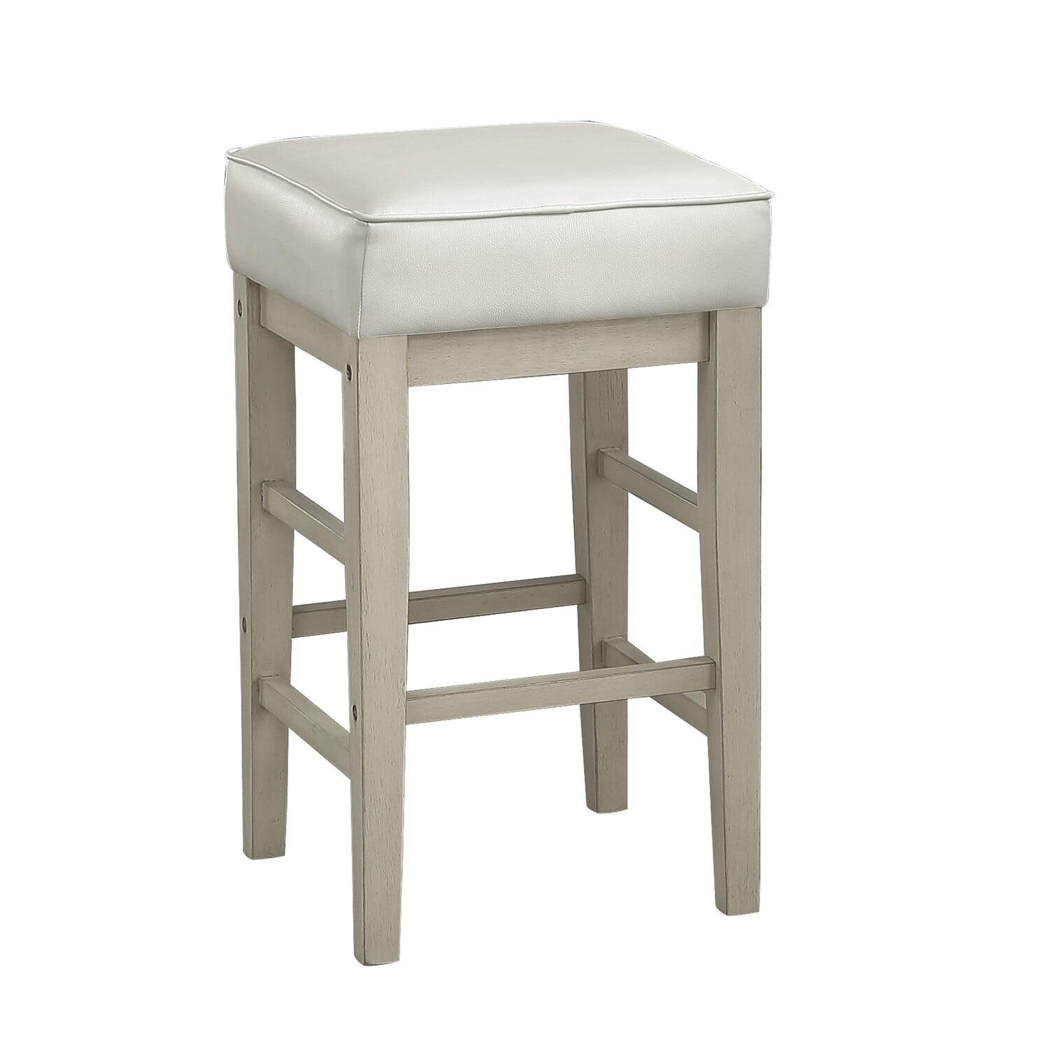 Vin 26'' White Faux Leather and Wood Counter Stool