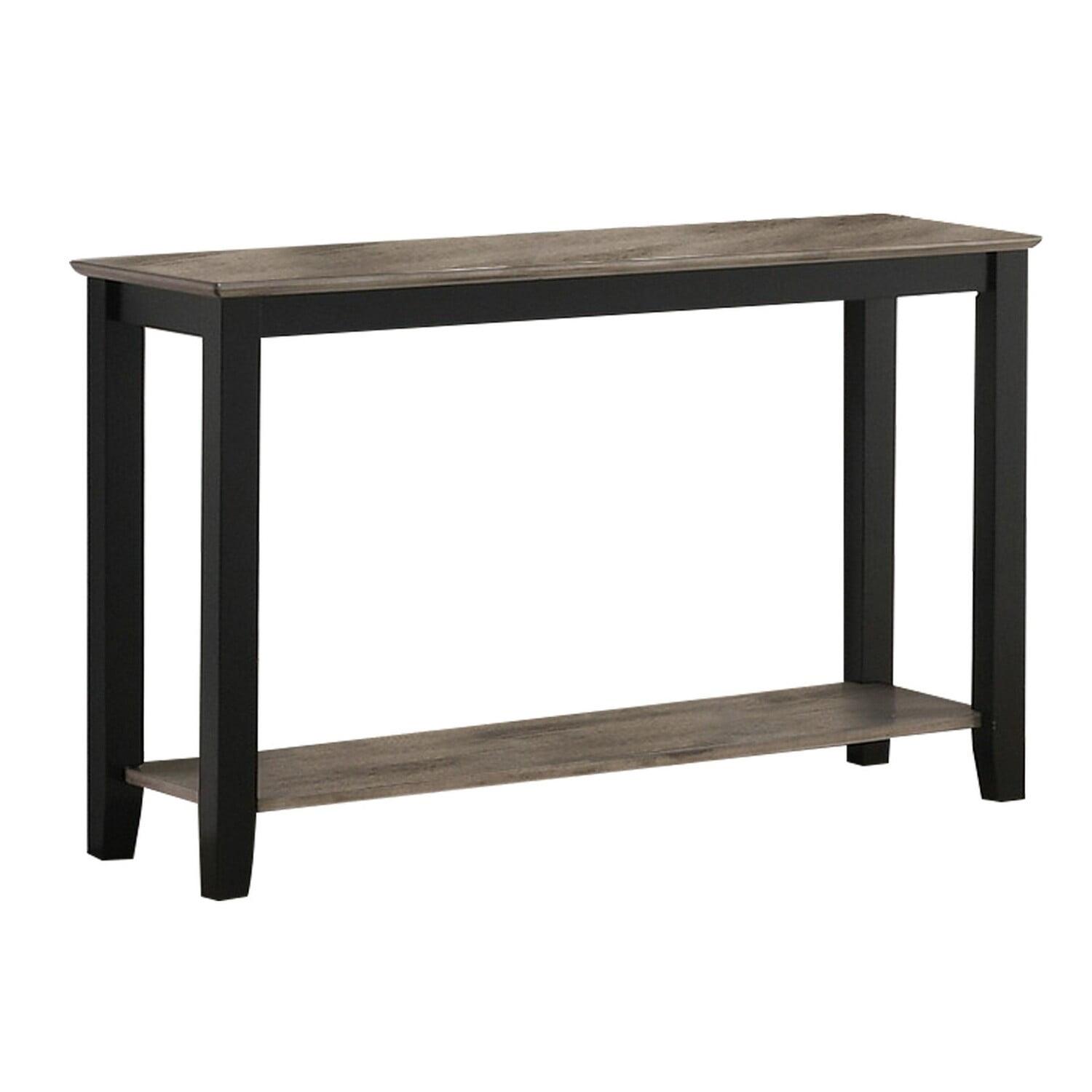 Benjara Wooden Console Table with One Open Shelf, Black and Gray