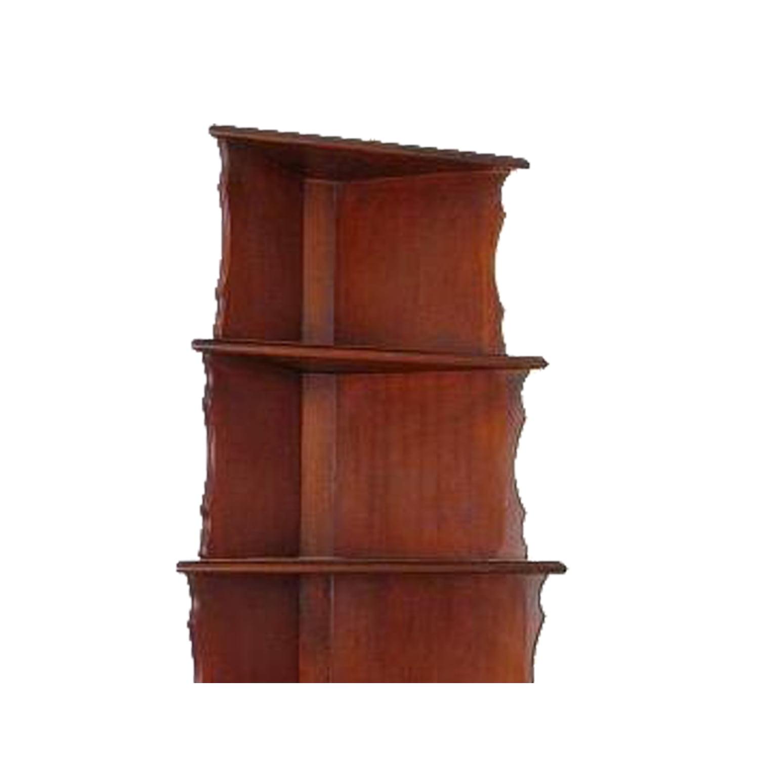 Benjara Wooden Corner Bookcase with 3 Shelves and 1 Cabinet, Brown