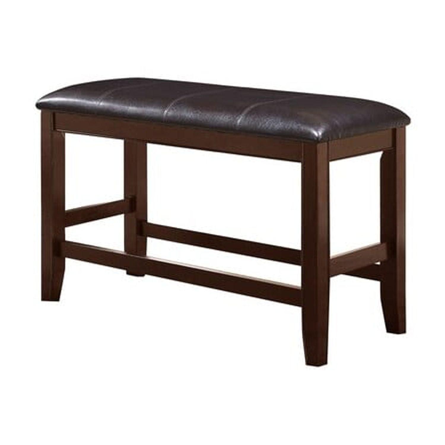 Elegant Dual-Tone Wooden Counter Height Bench with Leatherette Seat