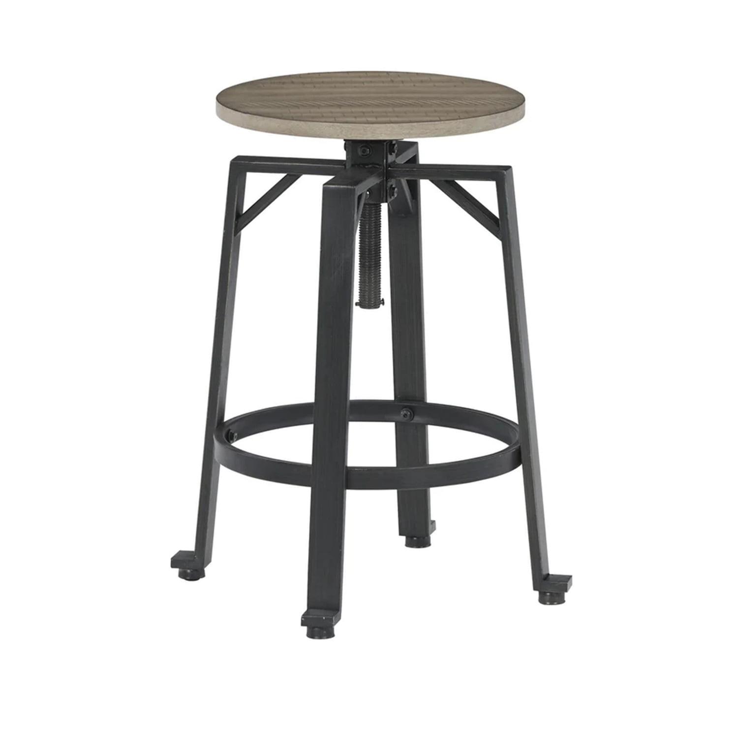 Benjara Xin 22-27 Inch Counter Stools, Set of 2, Adjustable Height, Brown and Black