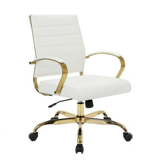Everly Quinn Naudain Leather Office Chair – Modern Executive Swivel Task Chair with Wheels, Adjustable Height & Padded Arms for Desk or Conference Room