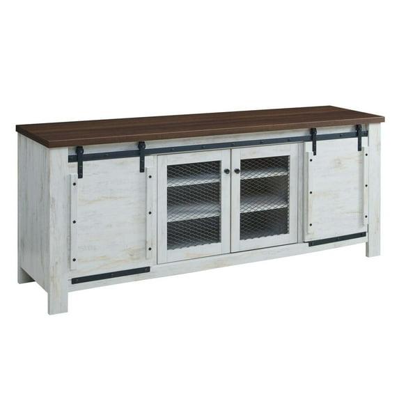 Modway Bennington 71 Rustic Sliding Door TV Stand White