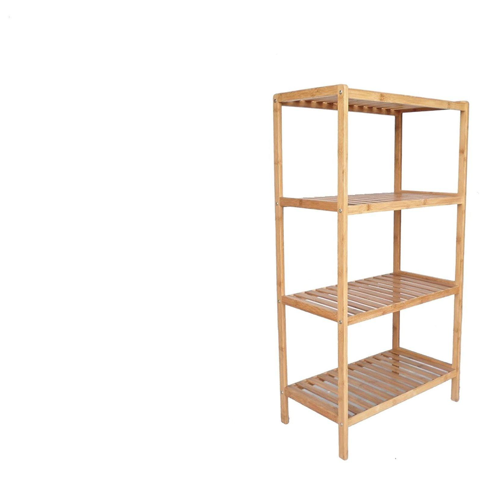 Natural Bamboo 4-Tier Open Shelf Bookcase