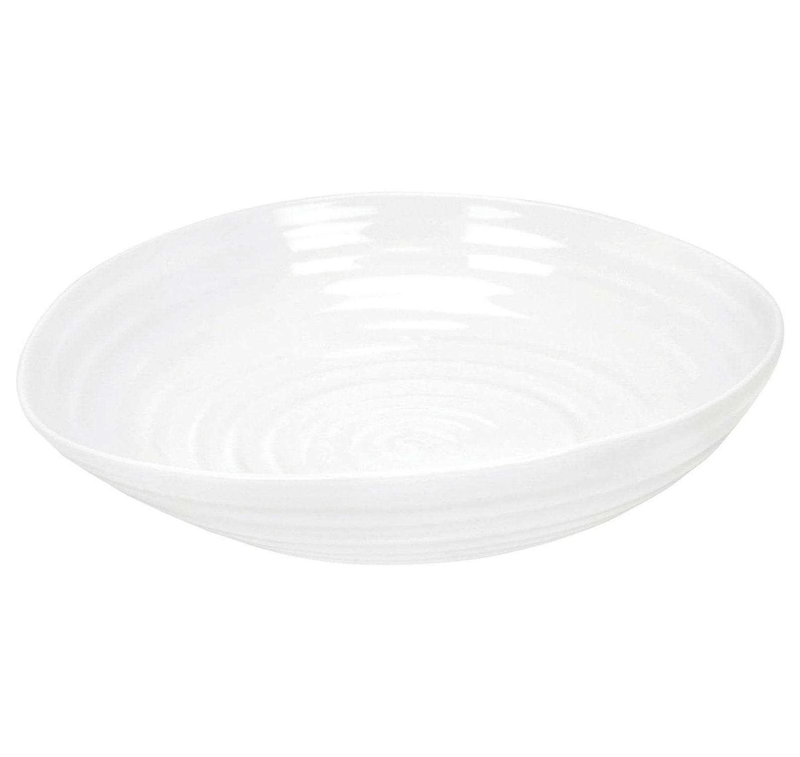 White Ceramic Fluted Triangle Pasta Bowl, 9 Inch