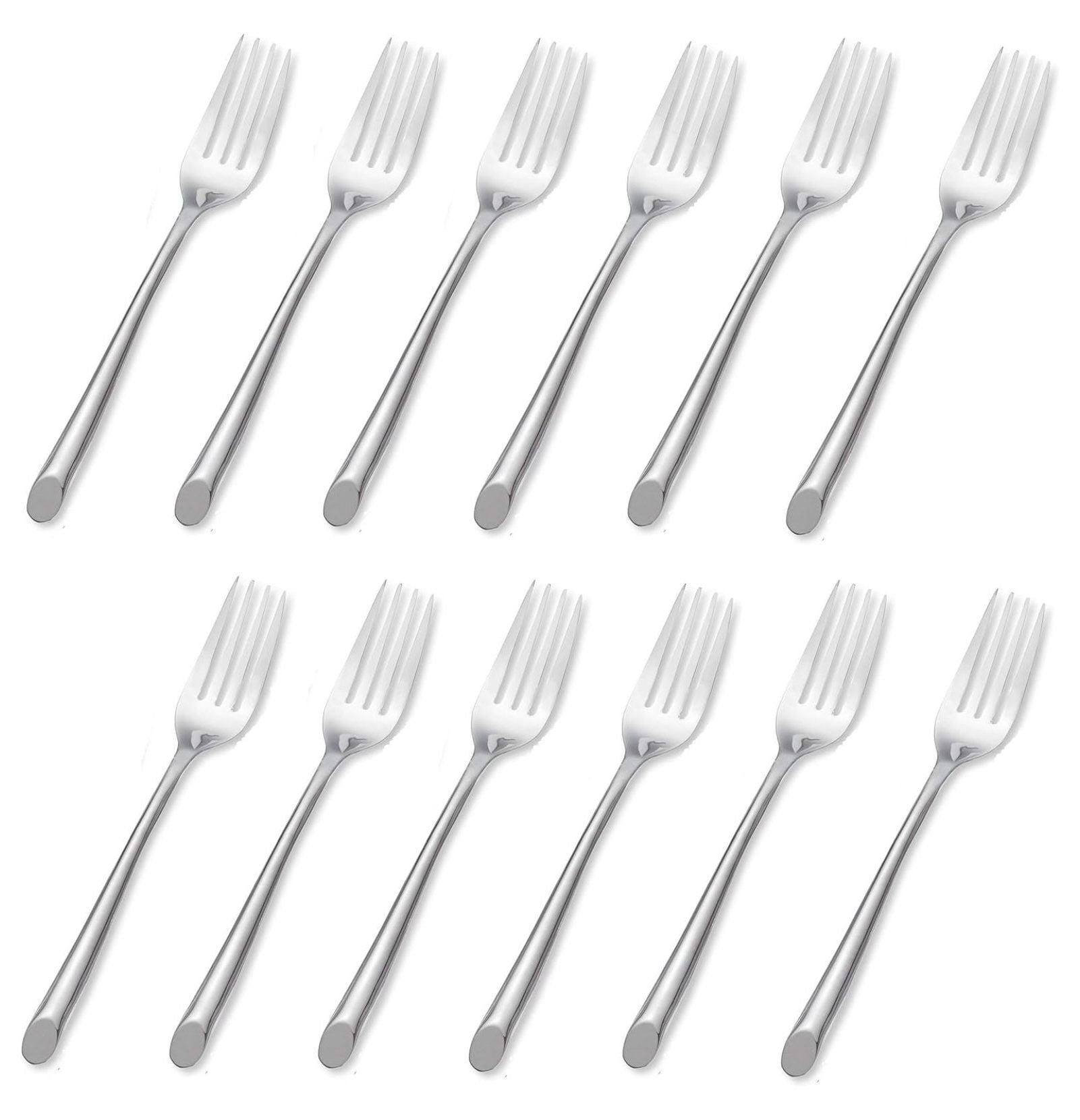 Wave Glossy Stainless Steel Dinner Fork Set of Twelve