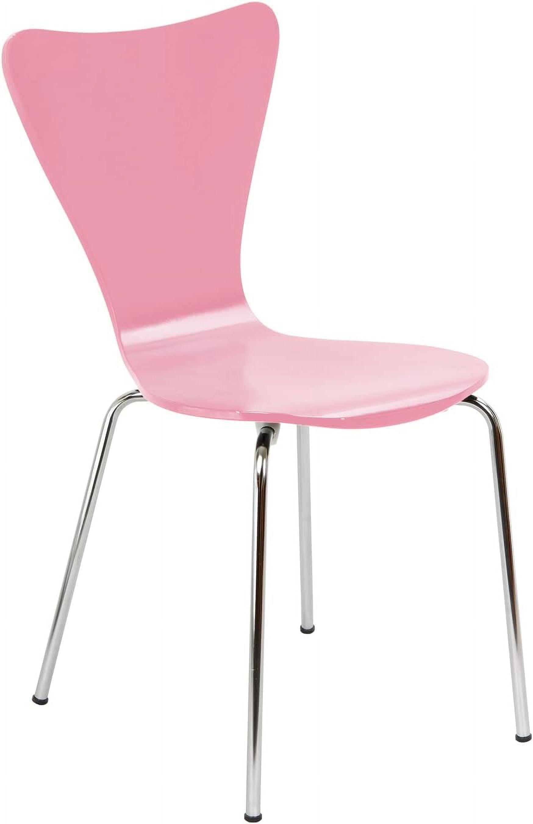 Pink Ergonomic Bent Plywood Office Chair with Metal Legs