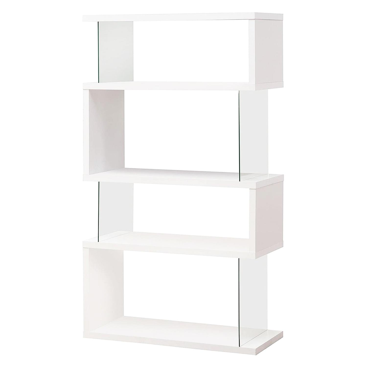 Sophia Glossy White Wooden Kids' Bookcase with Tempered Glass Sides
