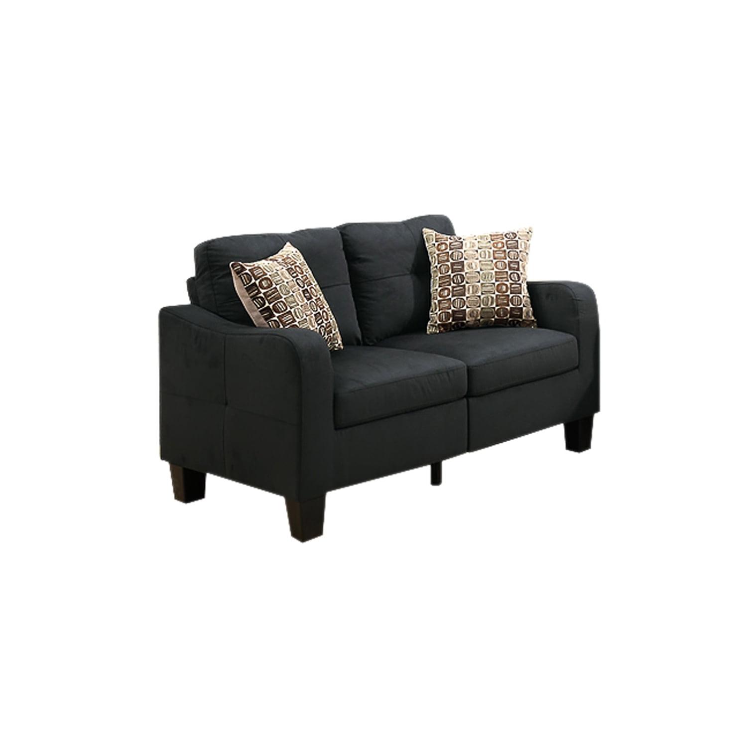 Benjara Polyfiber 2 Pieces Sofa Set With Accent Pillows Dark Gray-Color:Gray