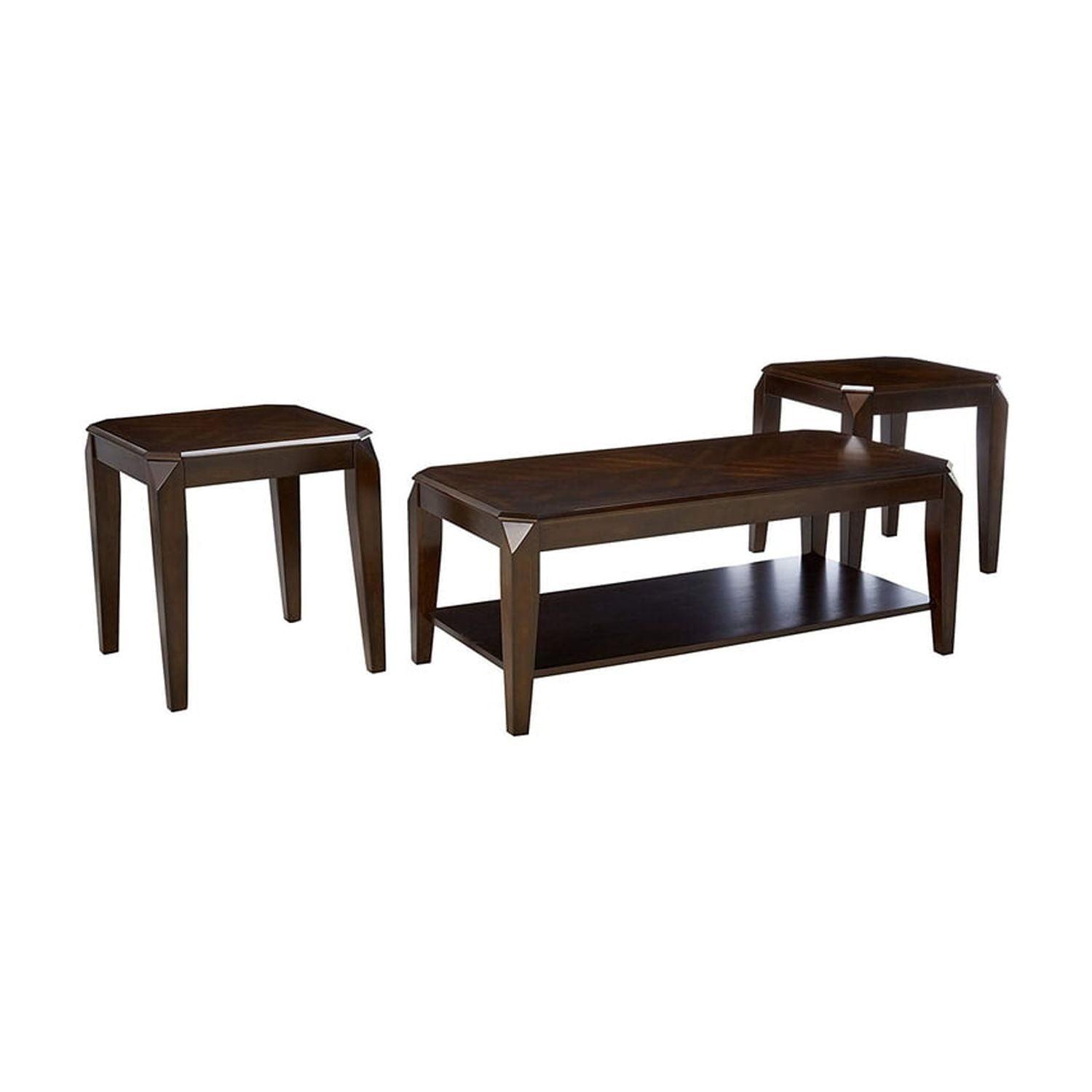 Docila 3Pc Pack Coffee/End Table Set, Walnut