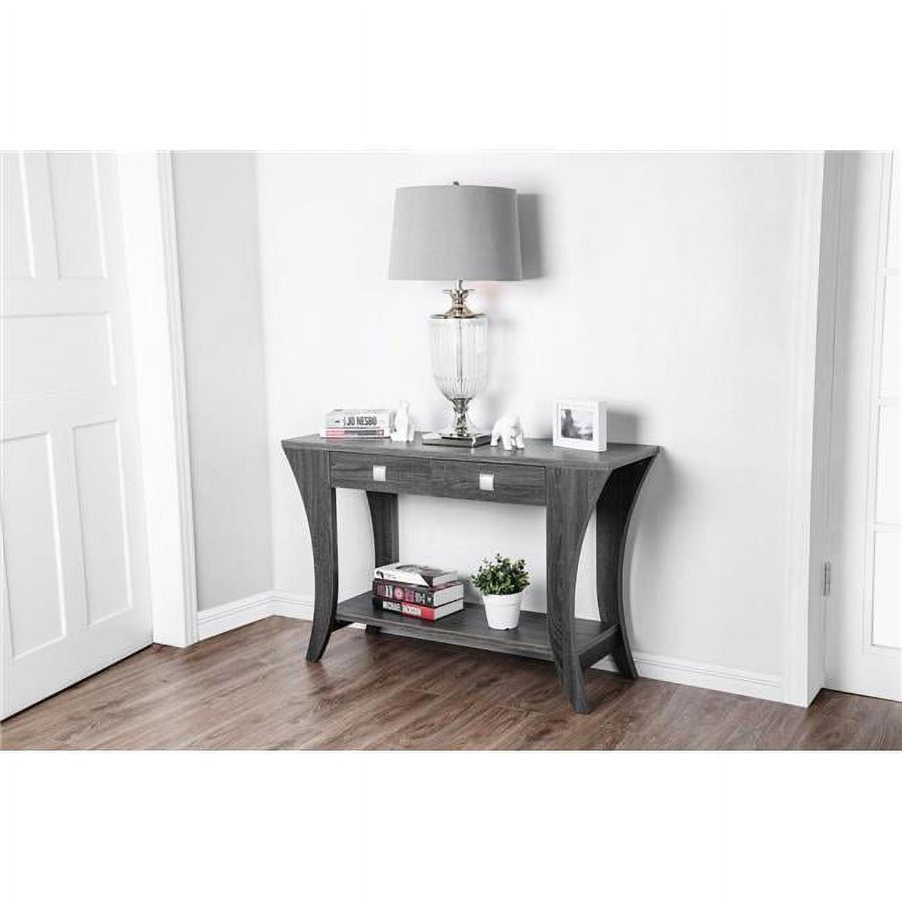 Curved Silhouette Gray Wooden Sofa Table with Storage